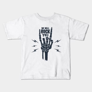 Funny Illustration. Skeleton Arm. We Will Rock You Kids T-Shirt